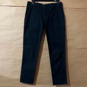 Nili Lotan | Jenna Pants Brushed Stretch Twill Cotton Raw Hem Carbon Size 2